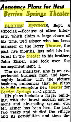 Berry Theatre - Sep 4 1945 Article Changing Hands